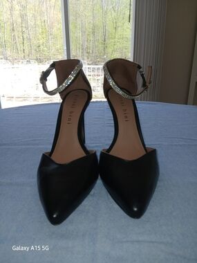 Gianni Bini Black Pointed Toe Ankle-Strap Heels